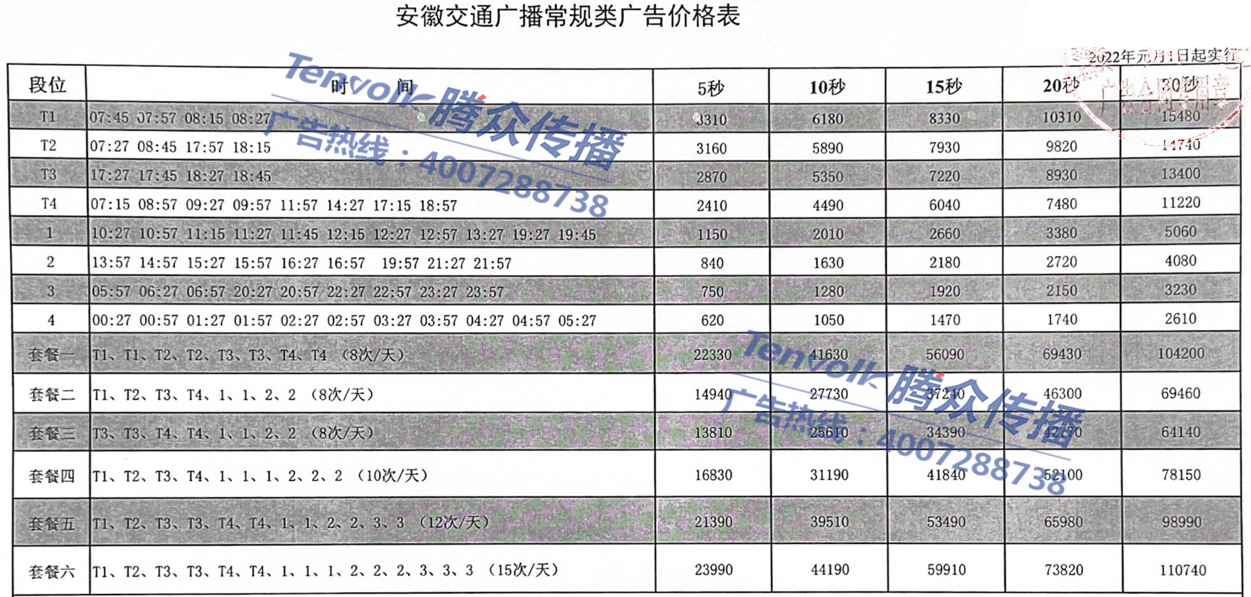 2022安徽交通电台广告价格